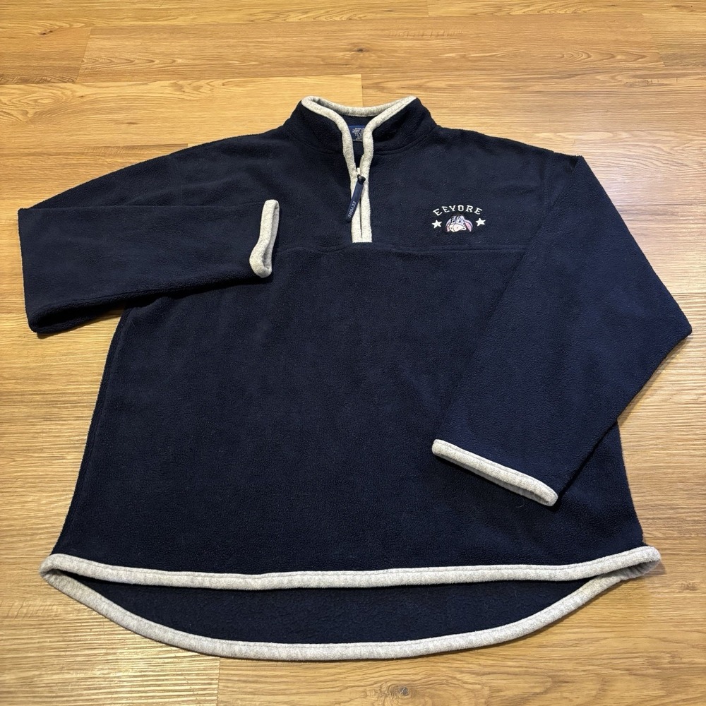VTG Disney Eeyore Fleece Quarter Zip Sz M Pullover Sweatshirt Jerry Leigh 90s